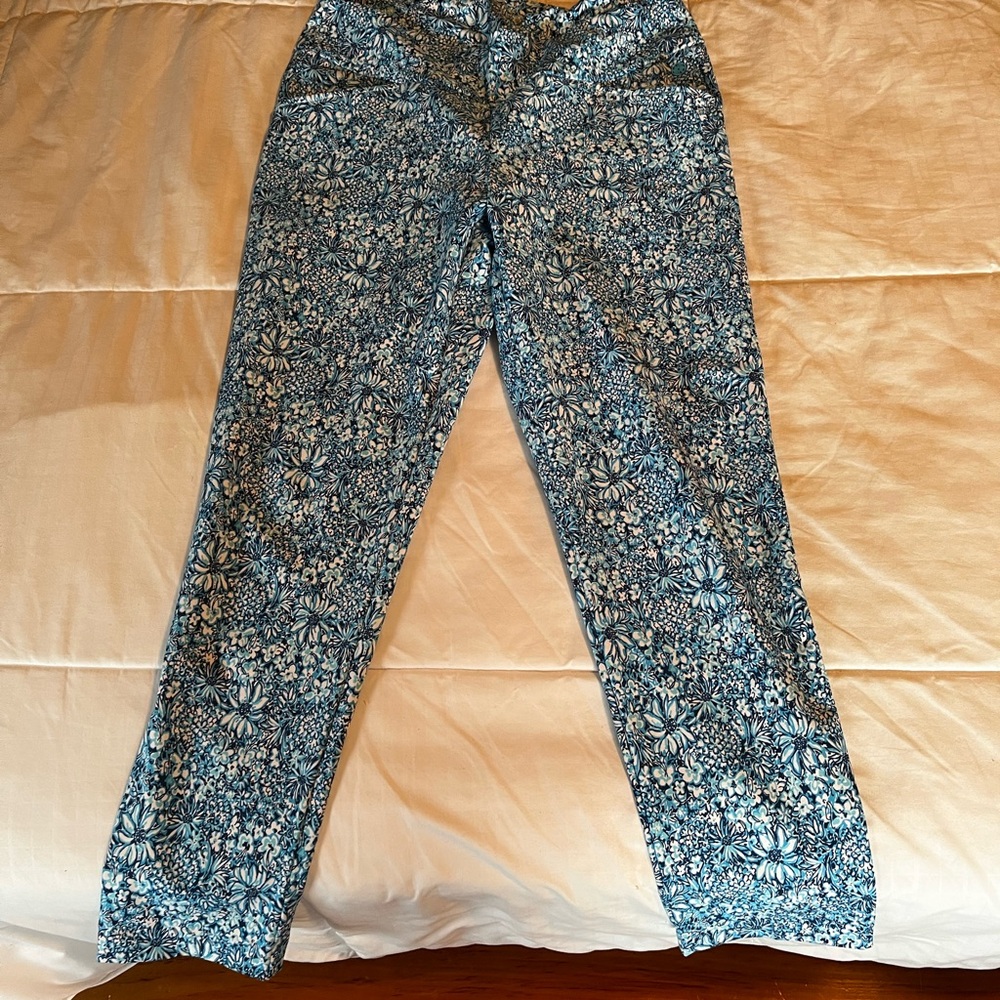 Lilly Pulitzer Blue Floral Skinny Pants